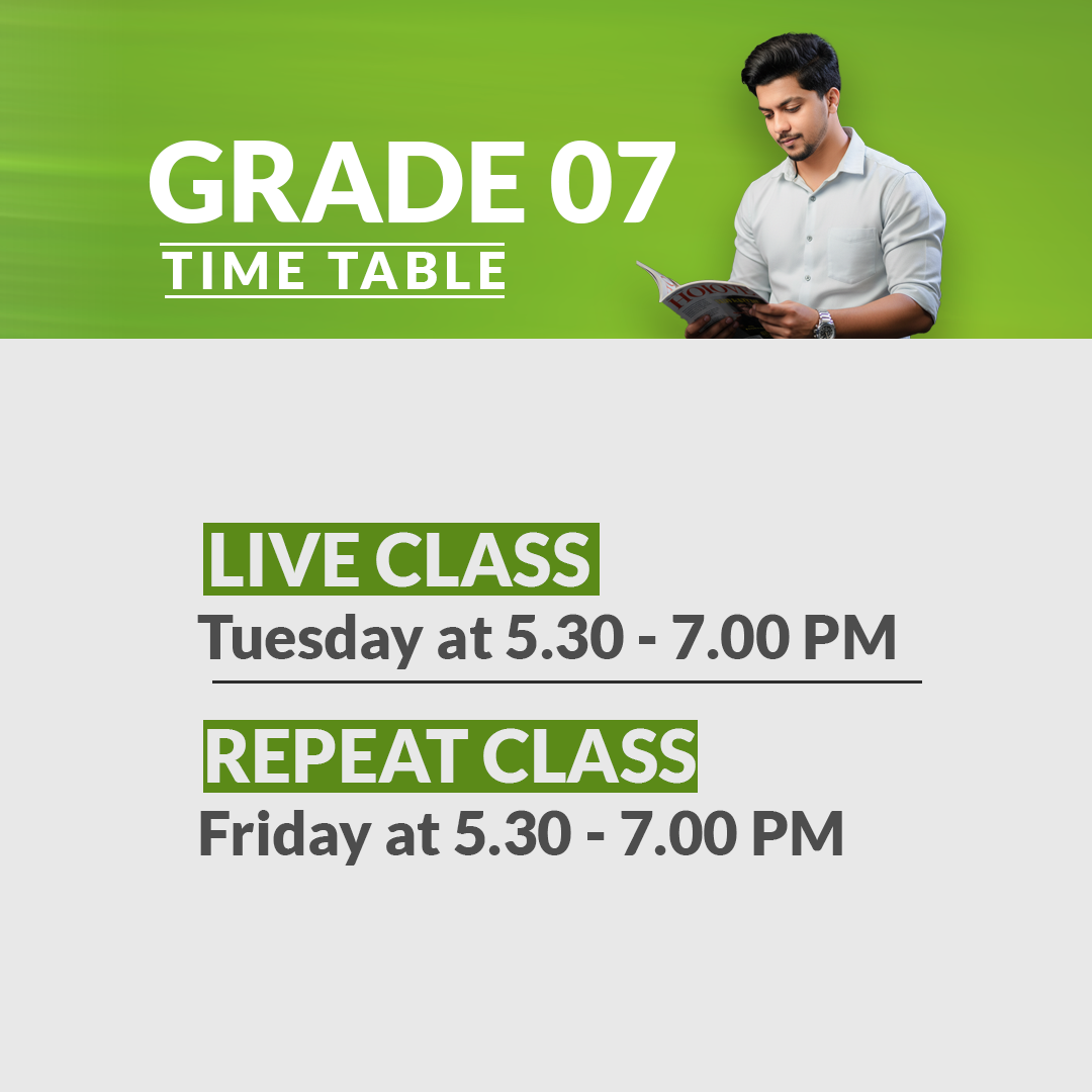 Grade 7– English Medium Mathematics Class Timetable