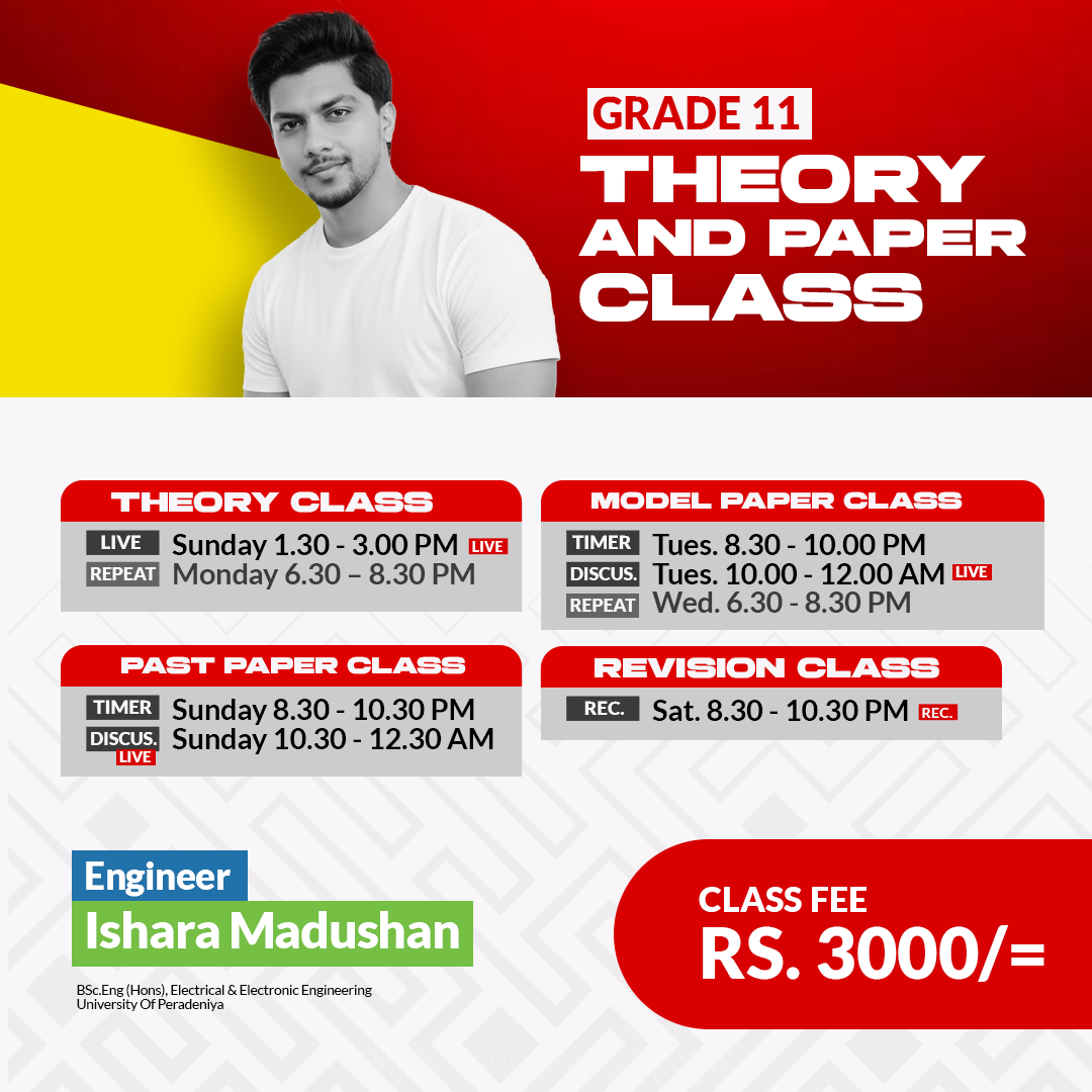 Grade 11 – English Medium Mathematics Class - Theory + Paper Class Timetable