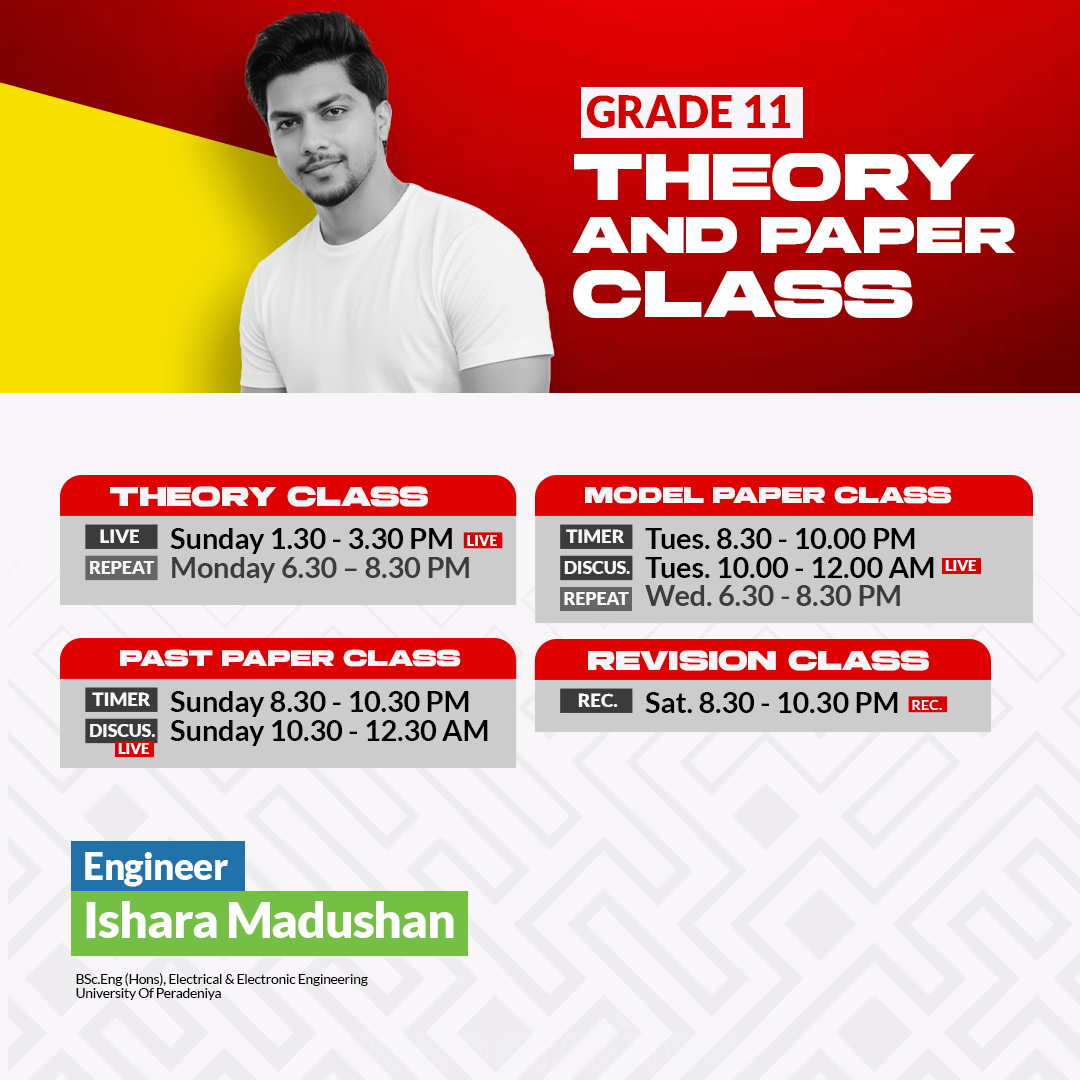 Grade 11 – English Medium Mathematics Class - Theory + Paper Class Timetable
